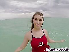 Teenage lifeguard jizz initial 8 min